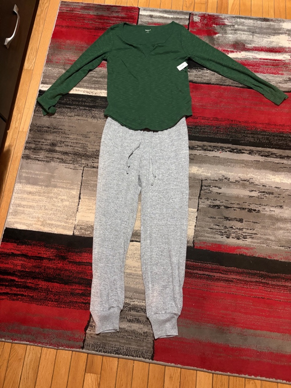 GAP Forest Green Henley Top with Light Gray Joggers